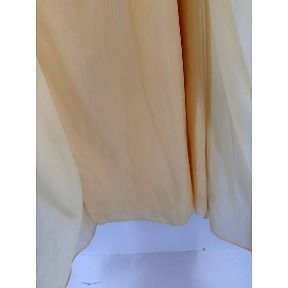 DAVID’S Bridal Dress Size 16 NWT Spaghetti Strap Chiffon Beaded Canary Yellow - Picture 15 of 16